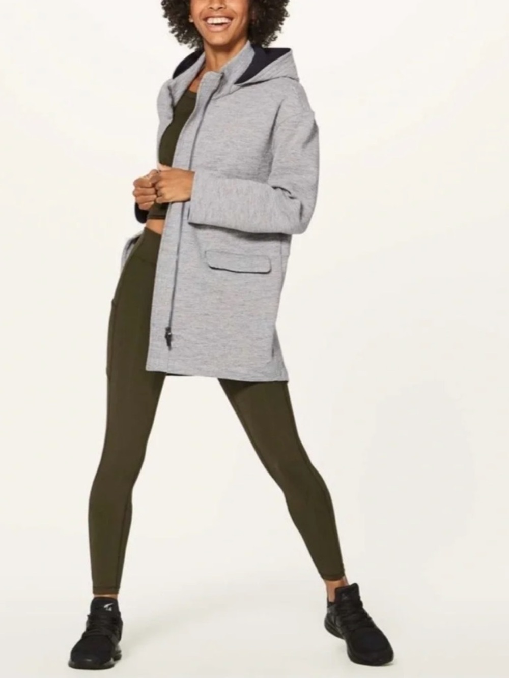 2017 $168 Lululemon OG New Form Coat Jacket Heathered Grey Black Sz 6 Rare